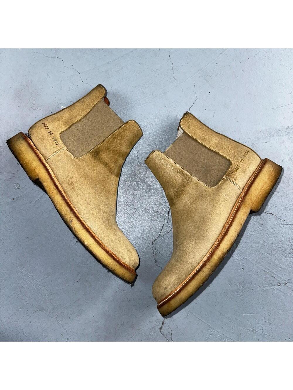 Common Projects Beige Suede Chelsea Workboots Size 39 Mens Tan Authentic